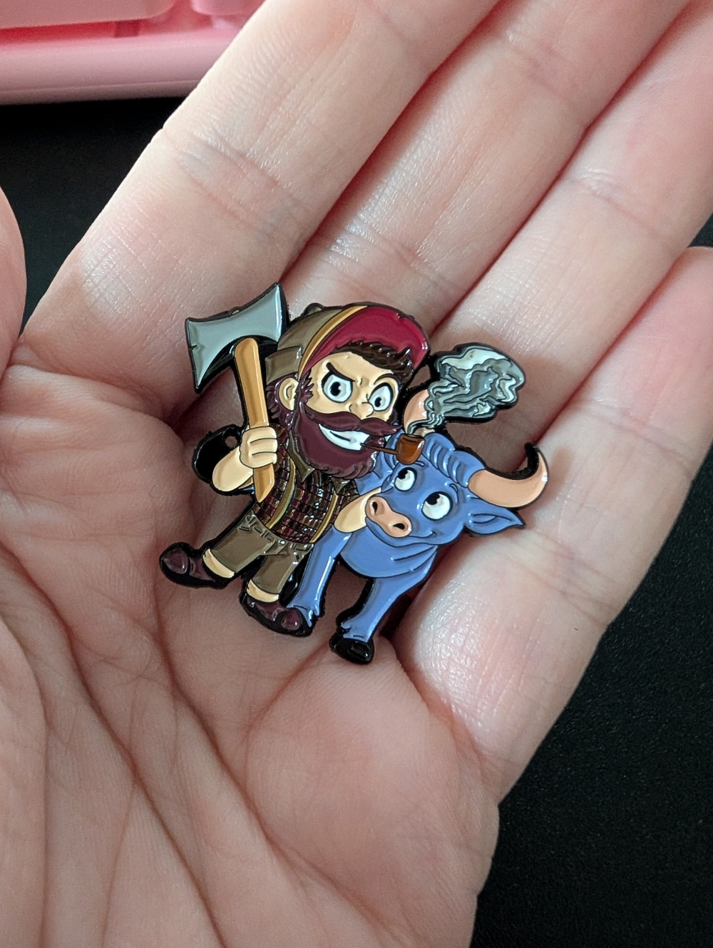 Paul Bunyan & Babe the Blue Ox Enamel Pin